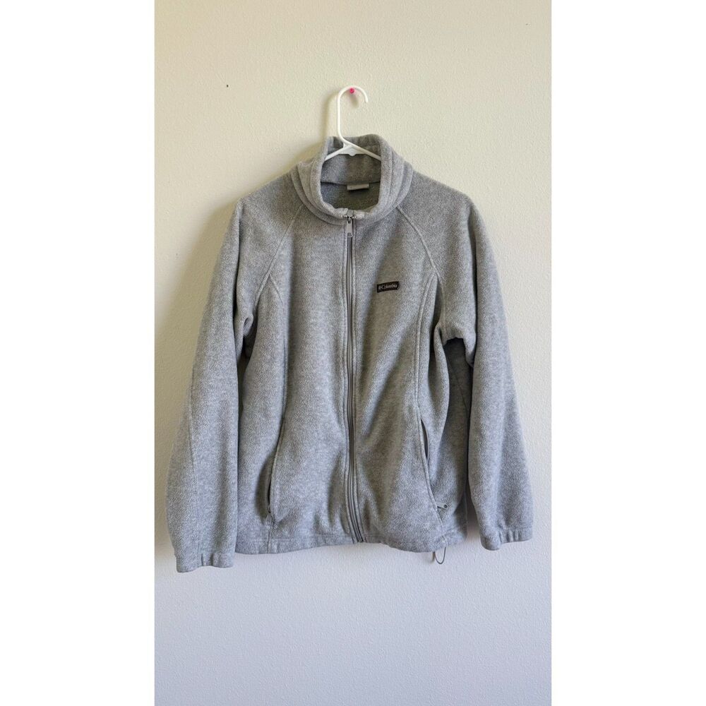 Columbia Fleece Jacket Women’s Large Gray Full Zip Outdoor Hiking Lightweight